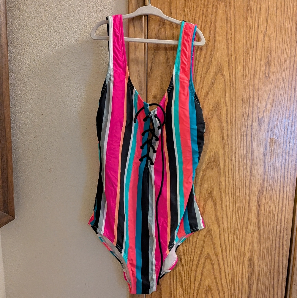No Boundaries White and Pink Swimsuit